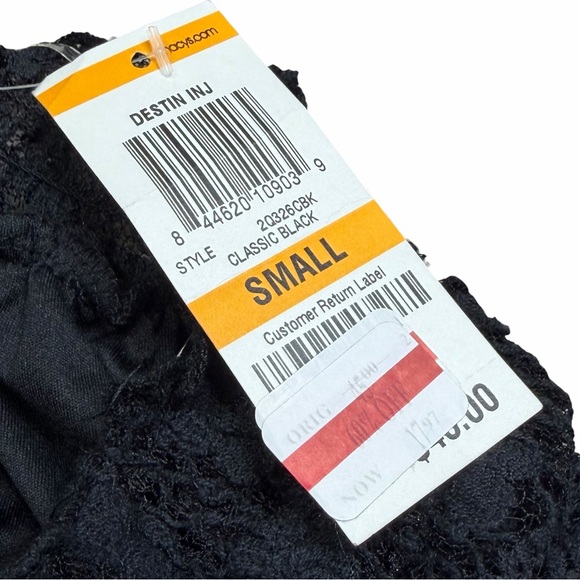 NWT American Rag Black Lace Overlay Off the Shoulder Long Sleeve Blouse - Small - Picture 9 of 16